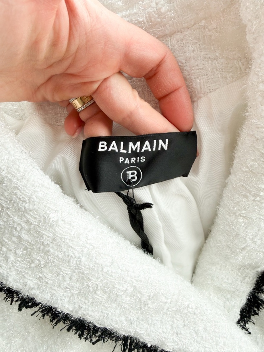 New! Balmain Tweed Metallic Double-Breasted Two-Tone Blazer Coat - Picture 9 of 15